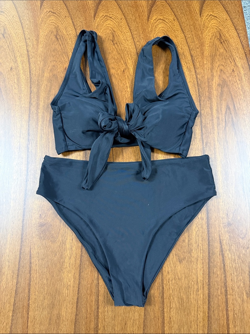 Black Front Tie Bikini - Medium